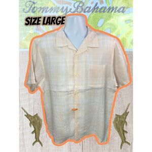 Tommy Bahama Peach Button-Up Shirt Men’s Size Large 100% Linen Casual